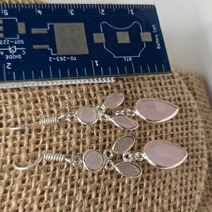 Pink Chalcedony  Dangle Earrings 2" long #307 NWOT